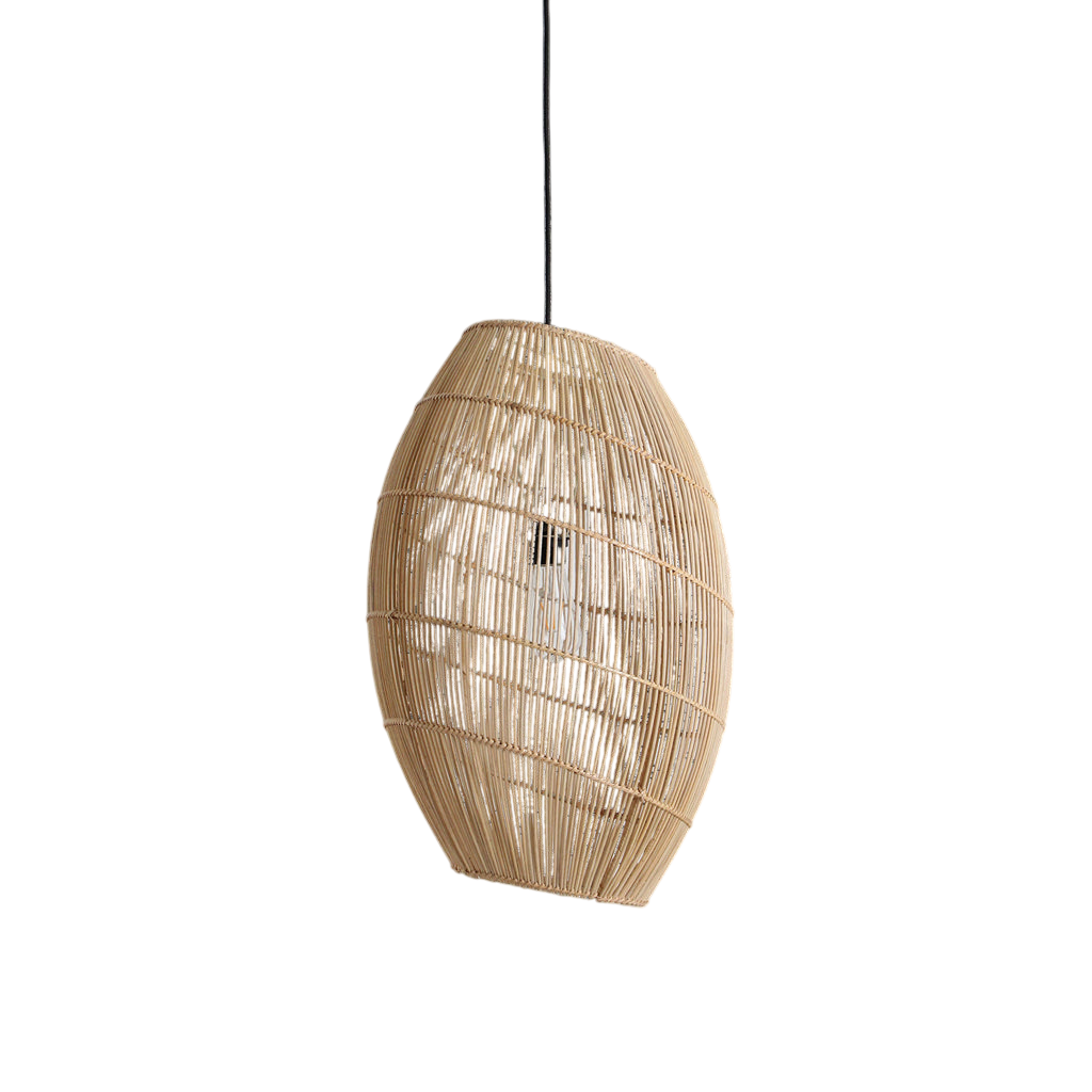 Suspension en rotin naturel ovale ajourée Ø40xH60 cm