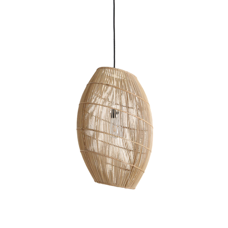 Suspension en rotin naturel forme ovale ajourée – Ø40xH60 cm