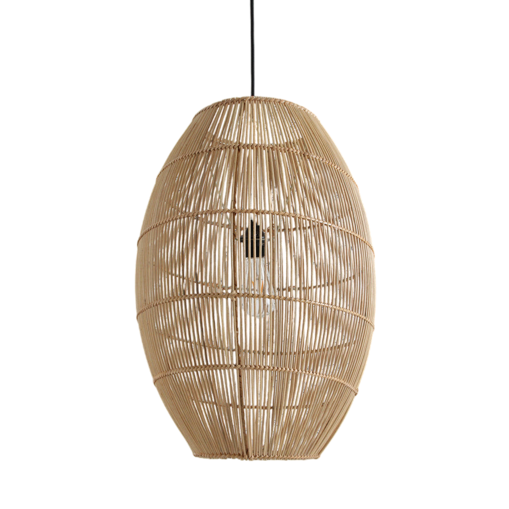 Suspension en rotin naturel ovale ajourée Ø40xH60 cm