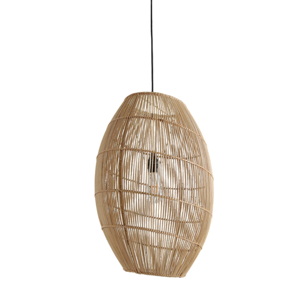 Suspension en rotin naturel forme ovale ajourée Ø40xH60 cm