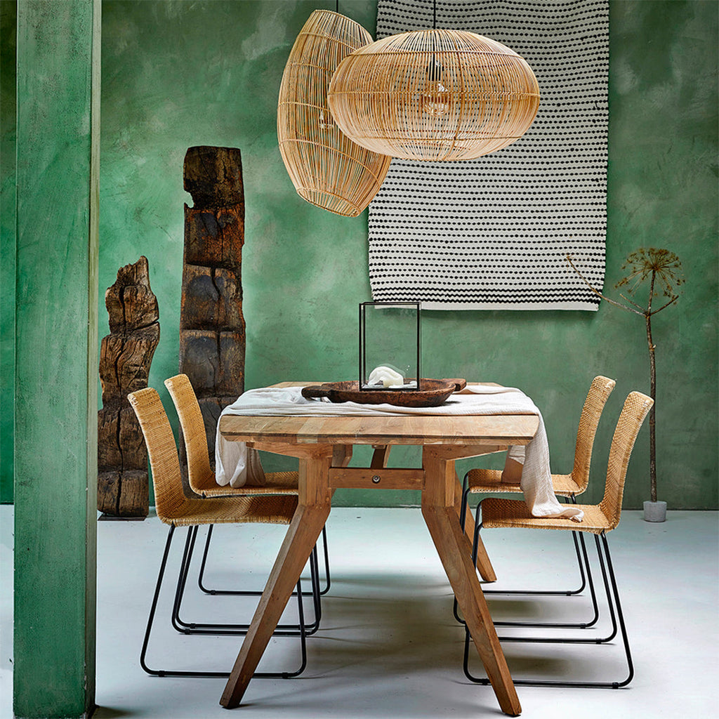 Suspension en rotin naturel ovale ajourée Ø40xH60 cm