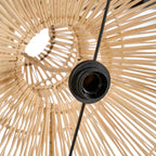 Abat-jour en rotin naturel ajouré forme sablier avec fixation métal noir Ø50 cm