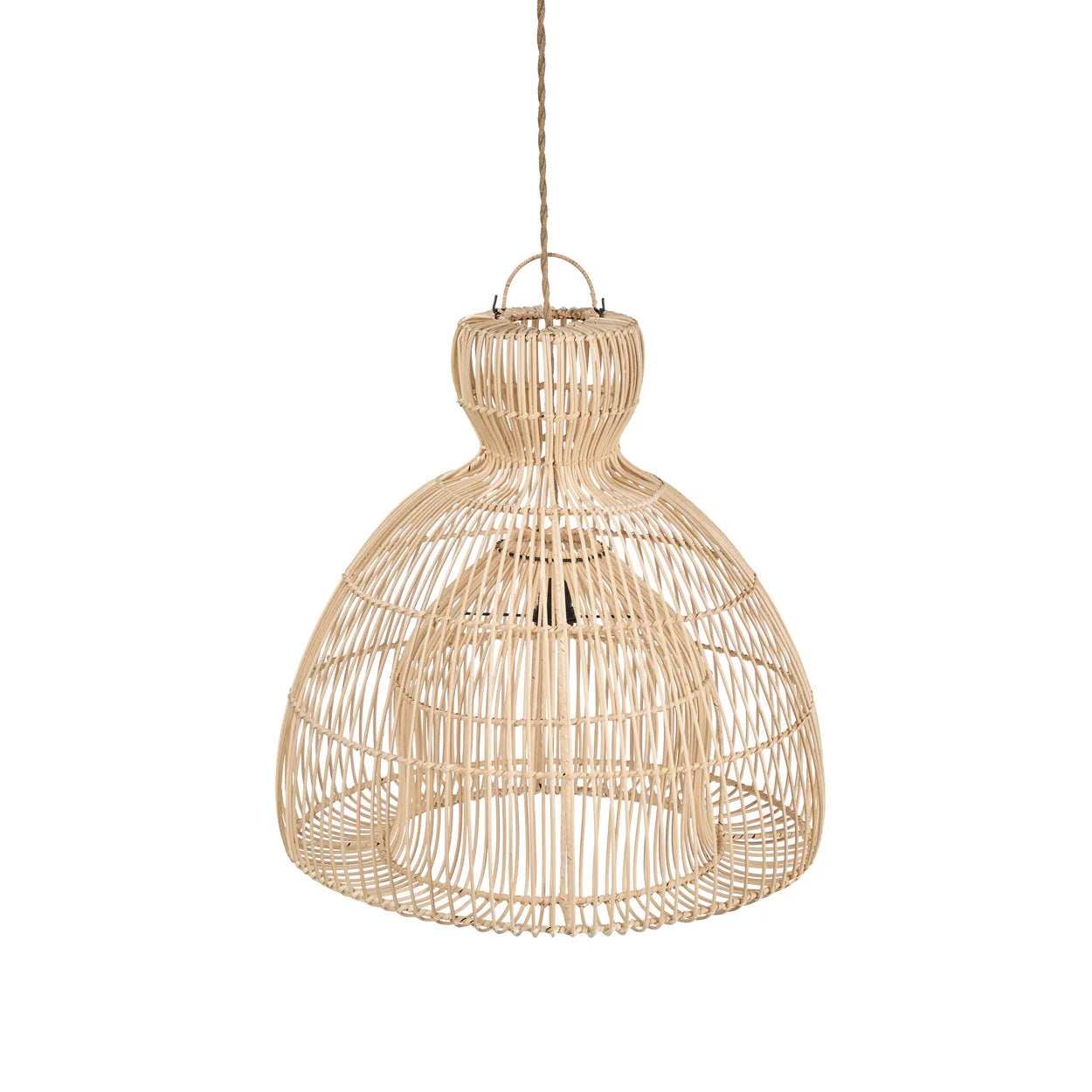 Suspension rotin naturel forme sablier ajourée Ø50 cm