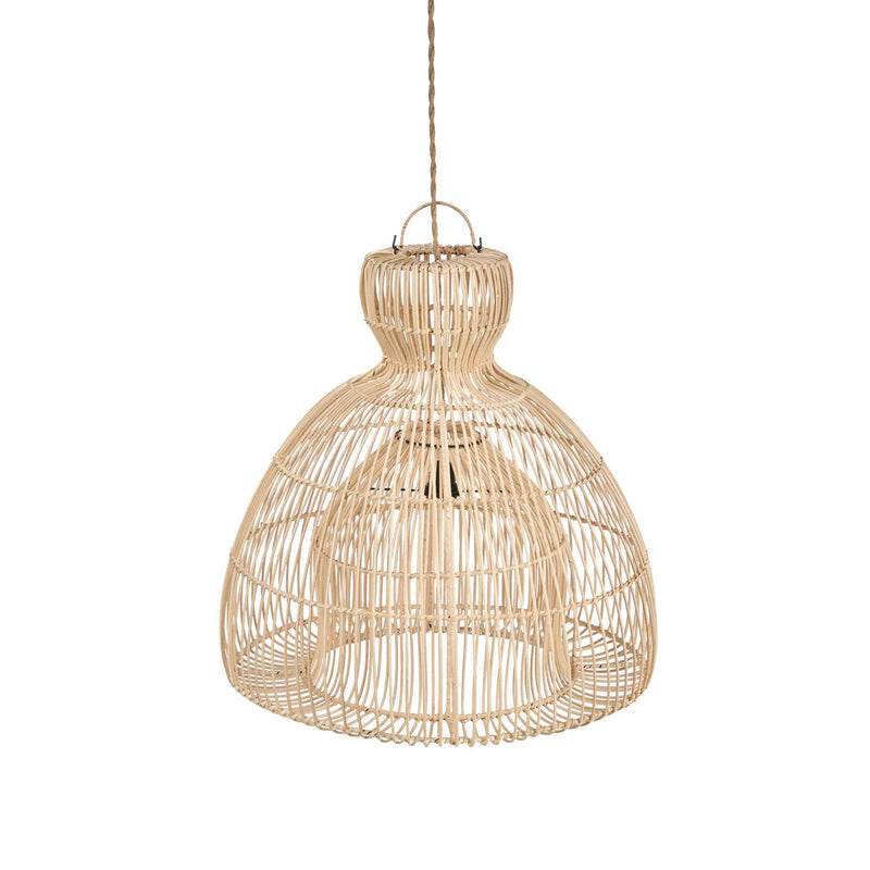 Suspension rotin naturel forme sablier ajourée – Ø50 cm