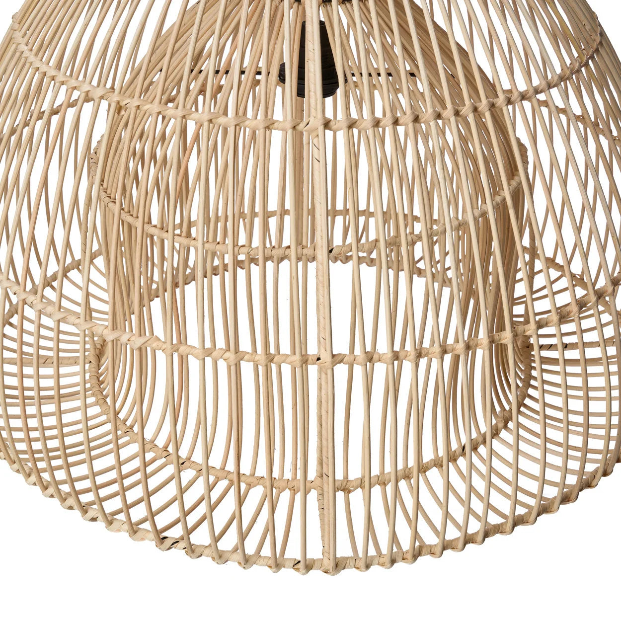 Suspension rotin naturel forme sablier ajourée Ø50 cm en beige tressé
