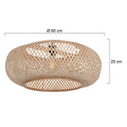 Luminaire en rotin naturel motif croisillons pour plafond suspendu de 60 cm