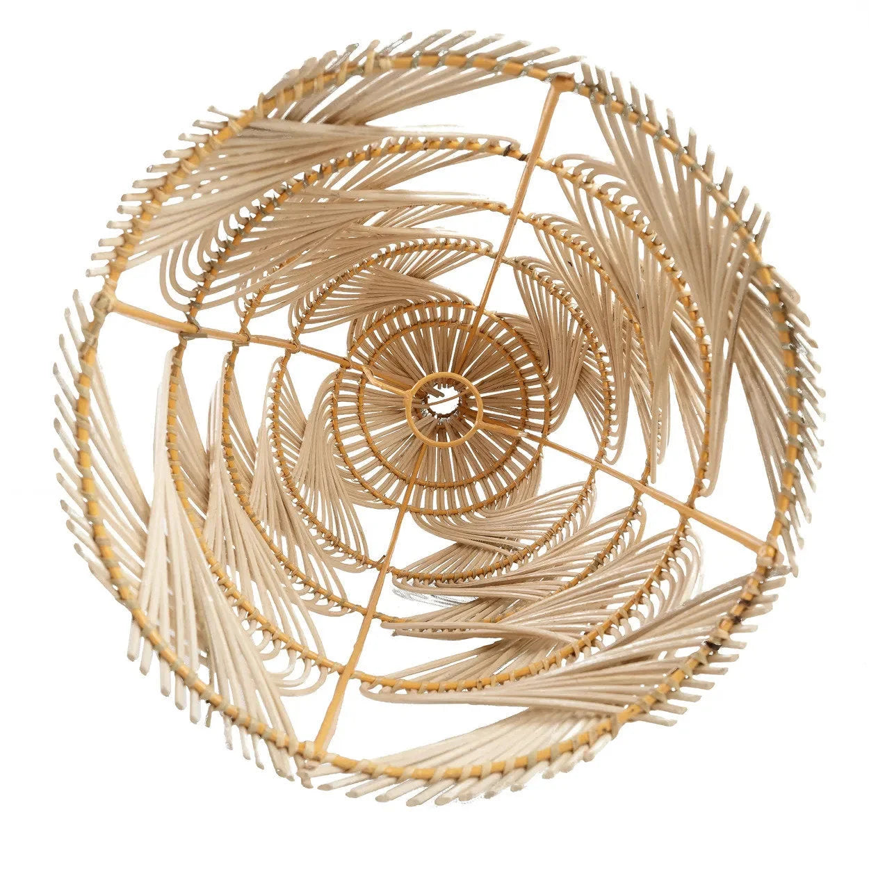Suspension en rotin naturel tressé forme bouteille ondulée – H70 cm