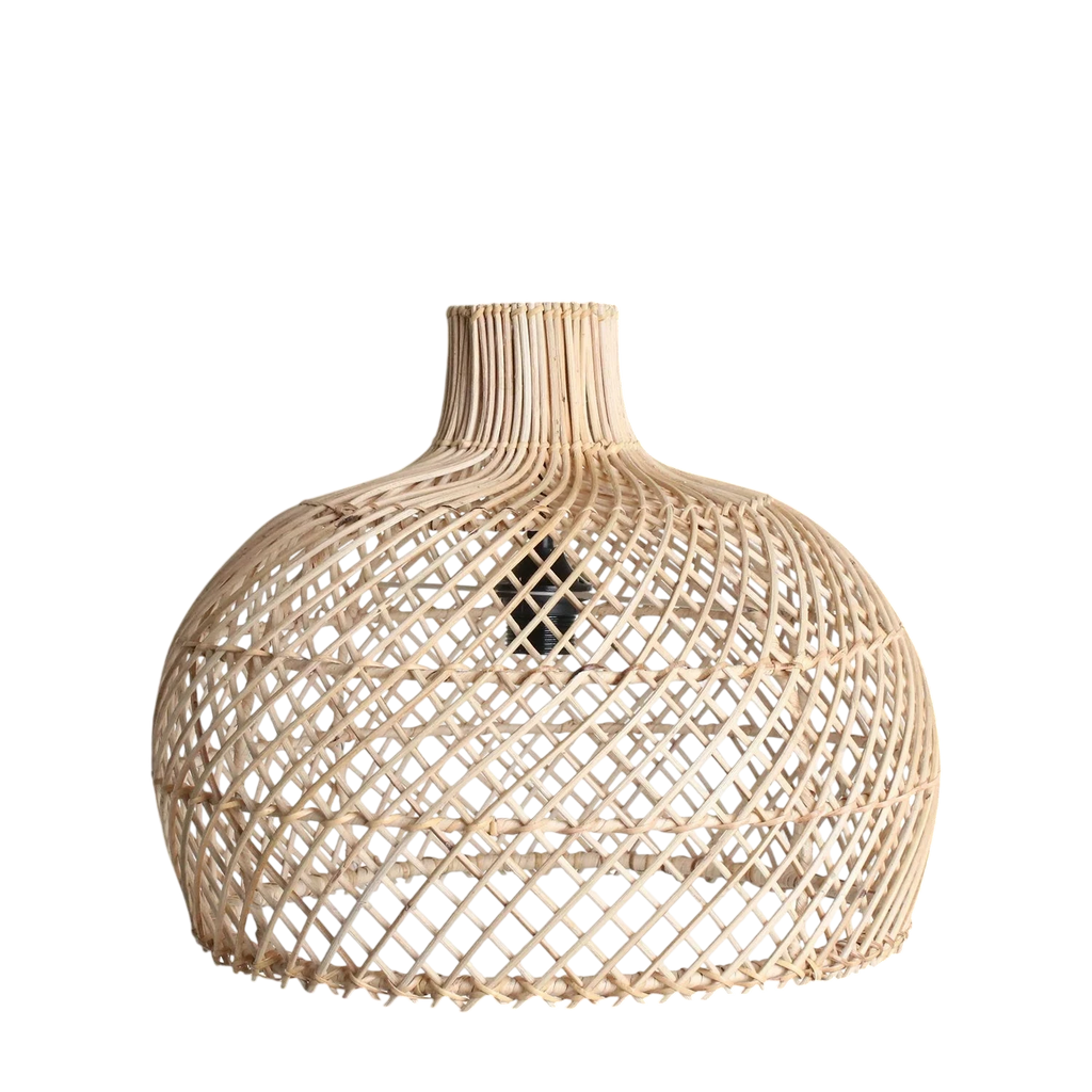 Suspension en rotin naturel tressé forme gourde Ø42 cm à motif diamant