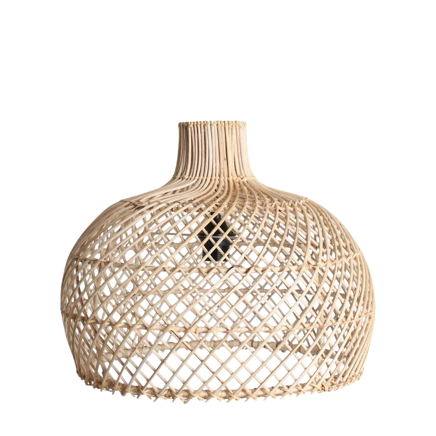 Suspension en rotin naturel tressé forme gourde Ø42 cm à motif diamant