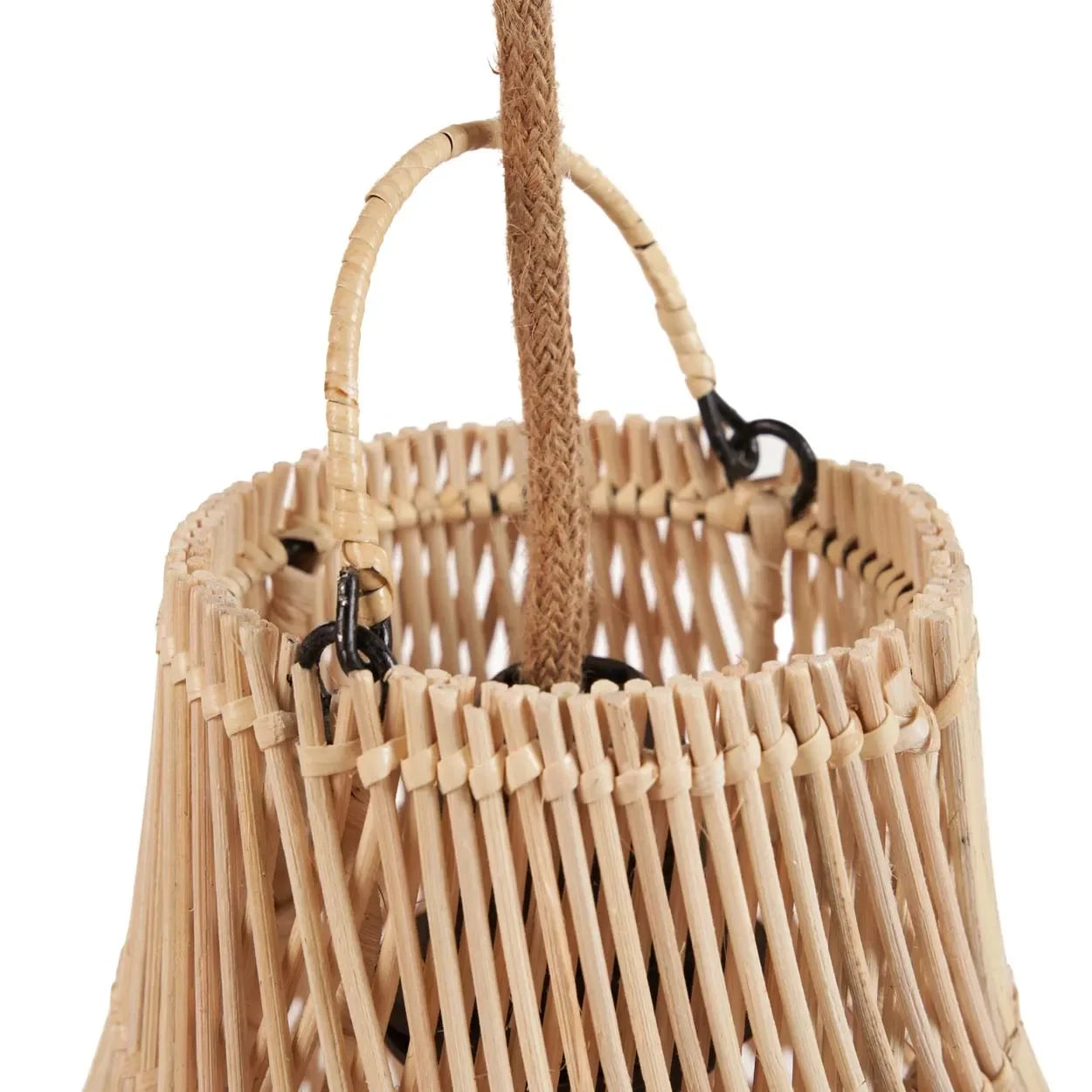 Suspension en rotin naturel tressé de forme ovale, luminaire suspendu en rotin