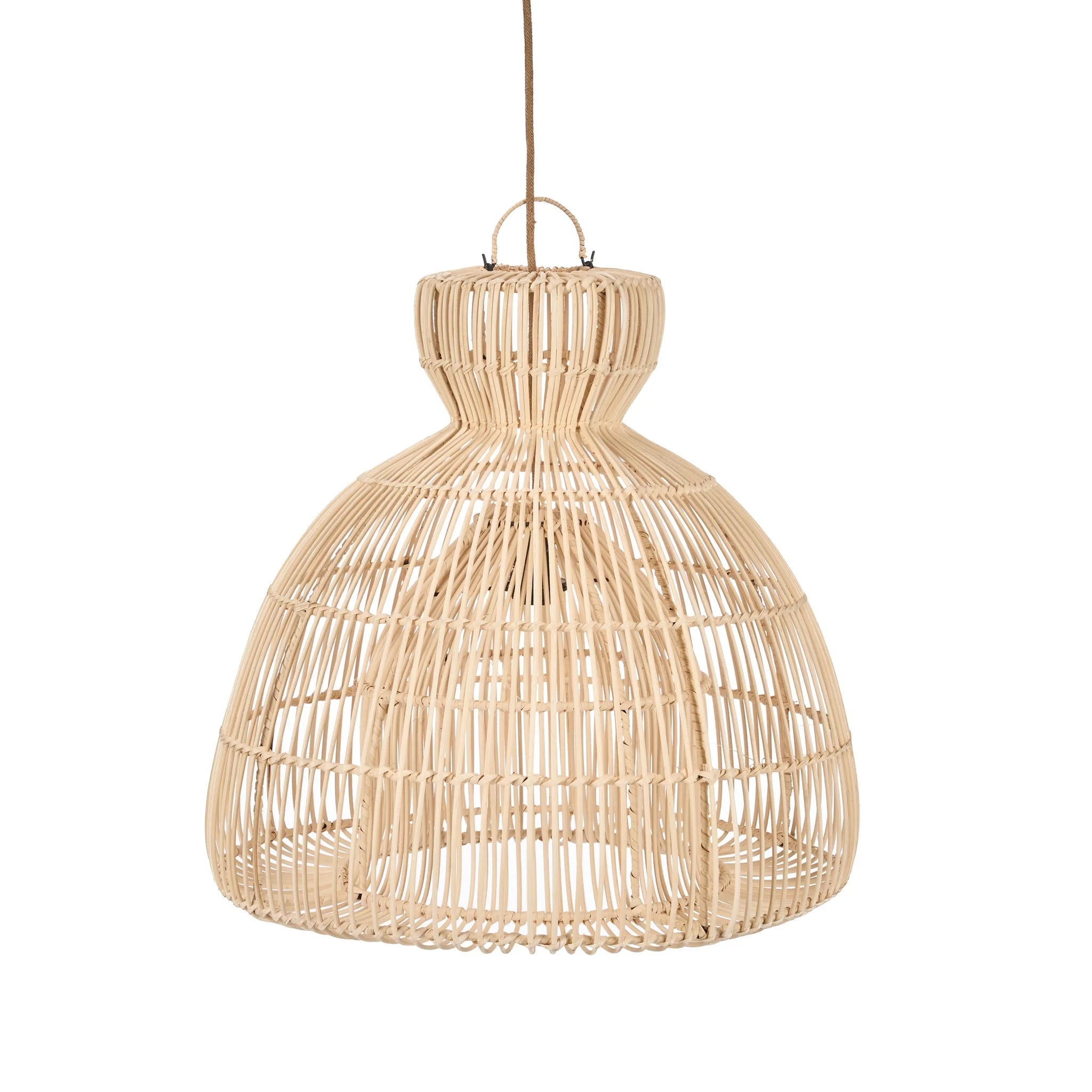 Suspension en rotin naturel tressé, forme cloche, Ø57 cm