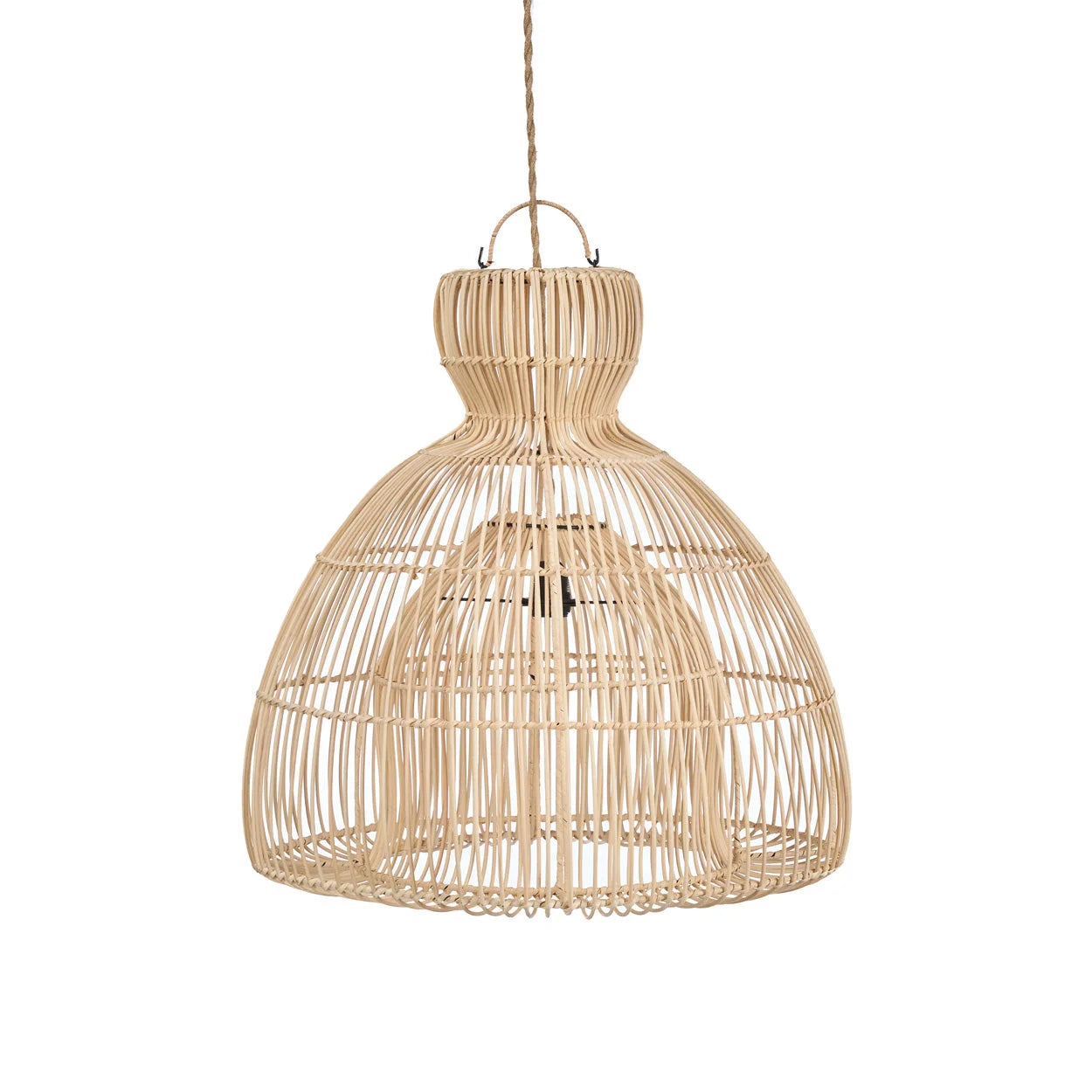 Suspension en rotin naturel tressé, forme cloche Ø57 cm