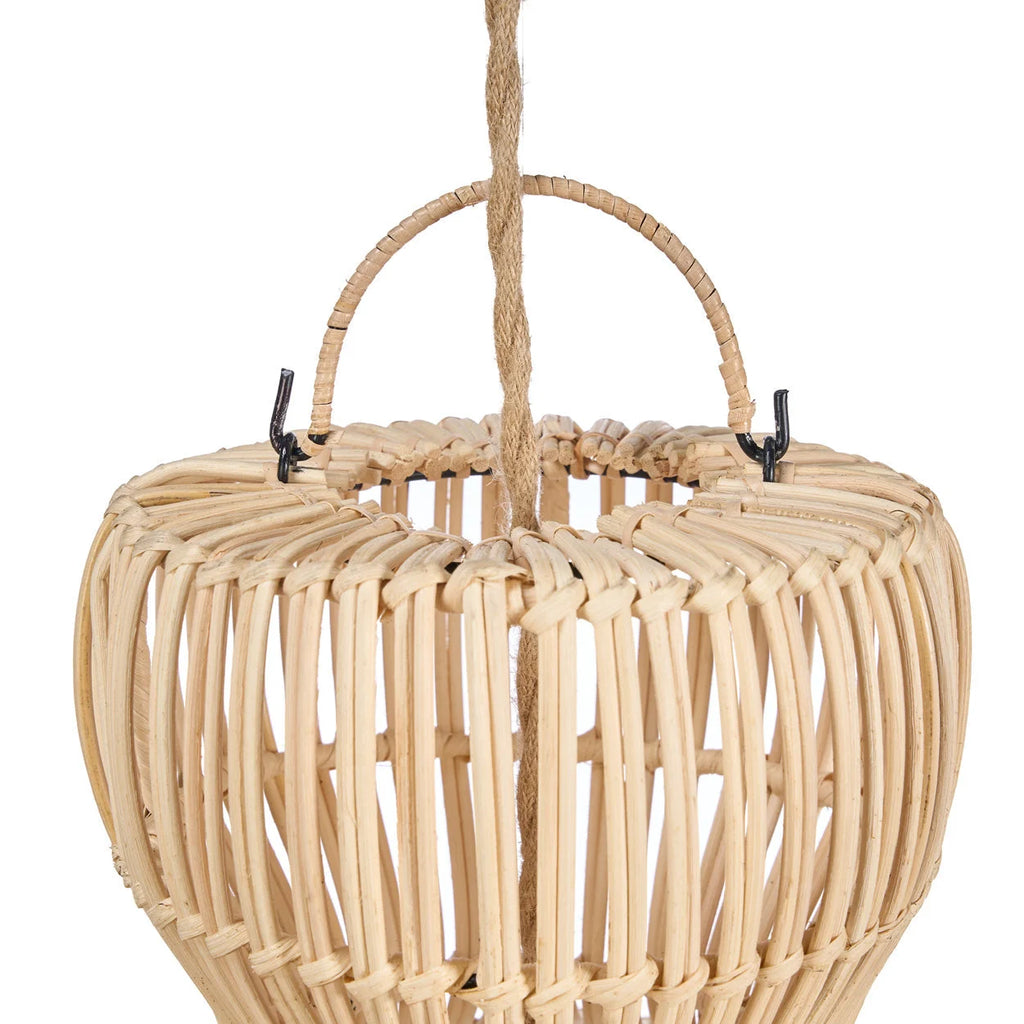 Suspension en rotin naturel tressé silhouette cloche Ø57 cm