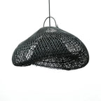 Suspension en rotin noir 60 cm forme nuage artisanale