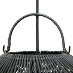Suspension en rotin noir 60 cm forme nuage artisanale avec boucle de poignée