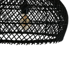 Suspension en rotin noir ajouré forme gourde avec ampoule visible, Ø42 cm