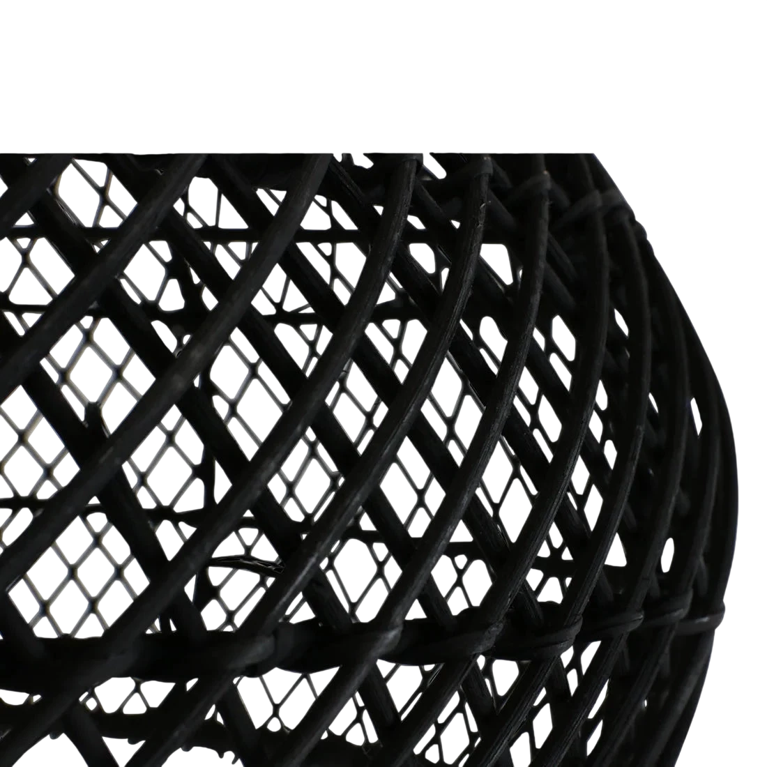 Suspension en rotin noir ajouré forme gourde Ø42 cm