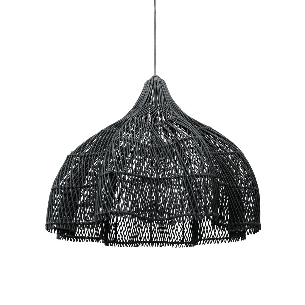 Suspension en rotin noir forme fouet 60x60 cm
