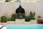 Suspension en rotin noir forme fouet 60x60 cm