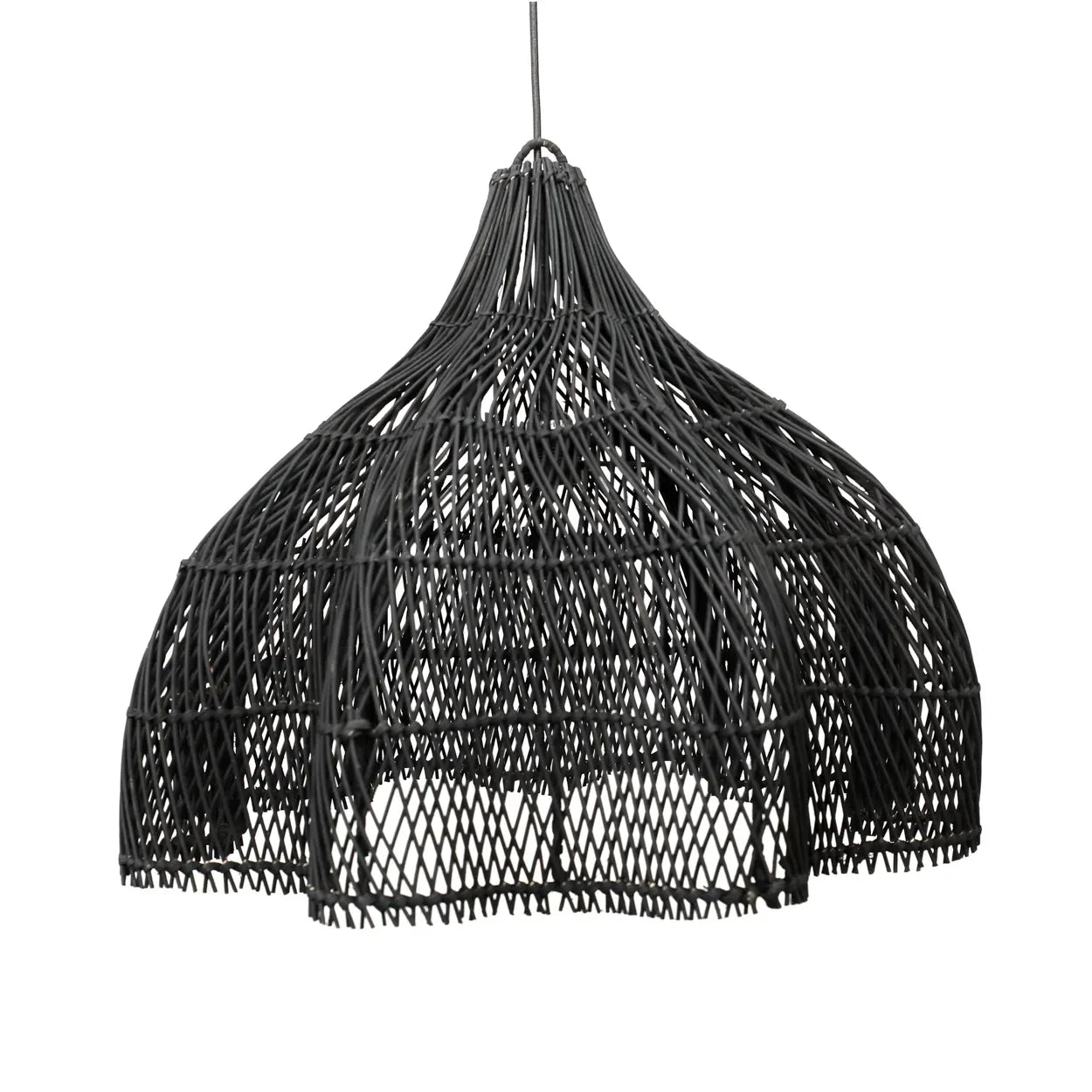 Suspension en rotin noir forme fouet 60x60 cm
