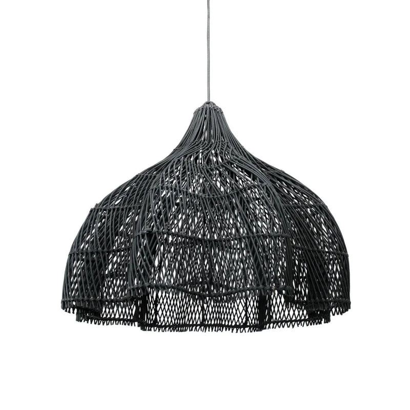 Suspension en rotin noir forme fouet 60x60 cm