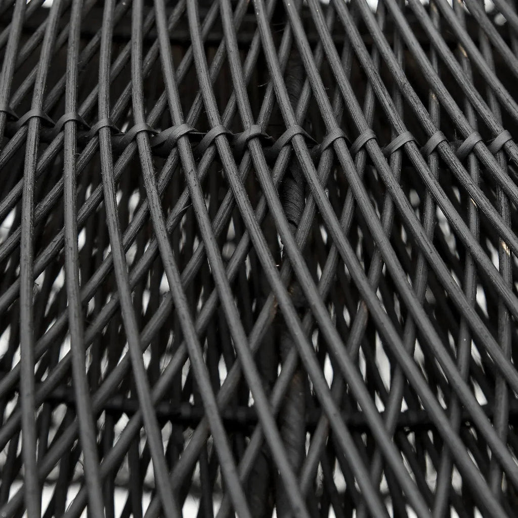 Chaise en rotin noir tissé motif diamant organique ajourée XXL Ø120 cm