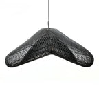 Suspension en rotin noir ajouré XXL, Ø120 cm, design géométrique moderne