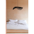 Suspension en rotin noir ondulée de 75 cm avec lampe pendentif en rotin noir