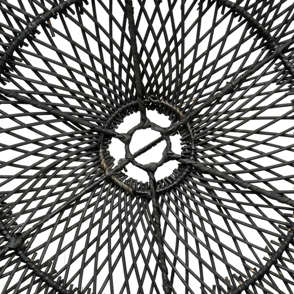 Panier ou abat-jour en rotin noir ondulé de 75 cm de diamètre