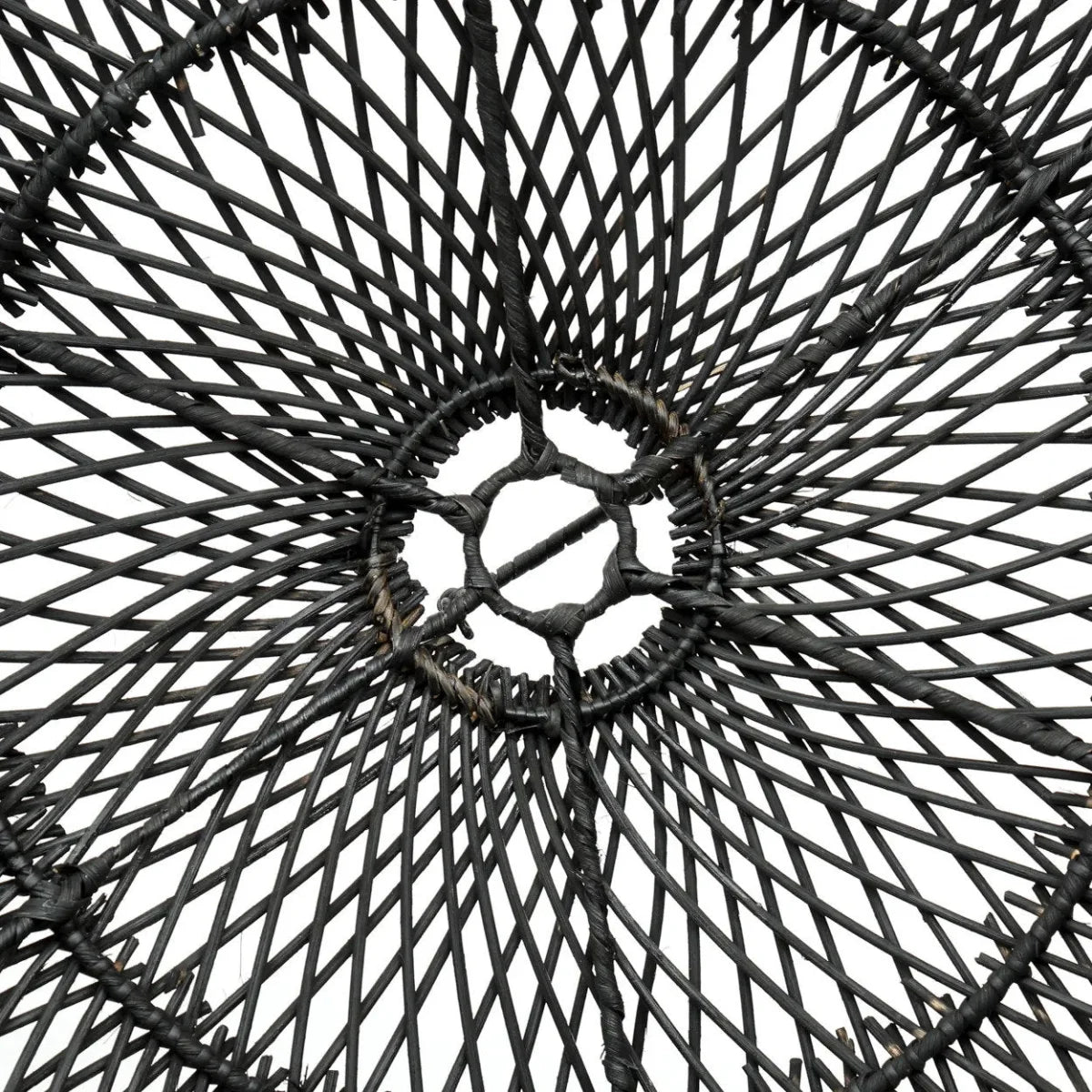 Panier ou abat-jour en rotin noir ondulé de 75 cm de diamètre