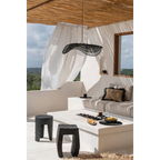 Suspension en rotin noir ondulée avec forme ailée, diamètre 75 cm
