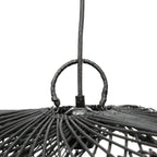 Suspension en rotin noir ondulée avec luminaire en rotin tressé de 75 cm de diamètre