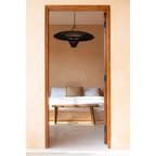 Suspension rotin noir XL 110 cm plafonnier rond design