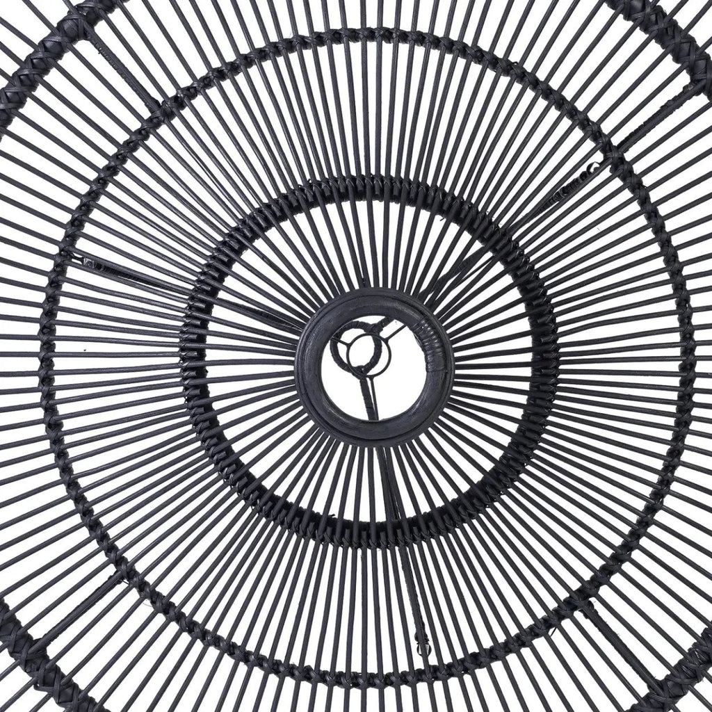 Suspension rotin noir XL 110 cm plafonnier rond design