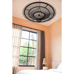 Suspension rotin noir XL 110 cm plafonnier rond design