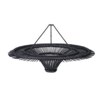 Suspension rotin noir XL 110 cm plafonnier rond design