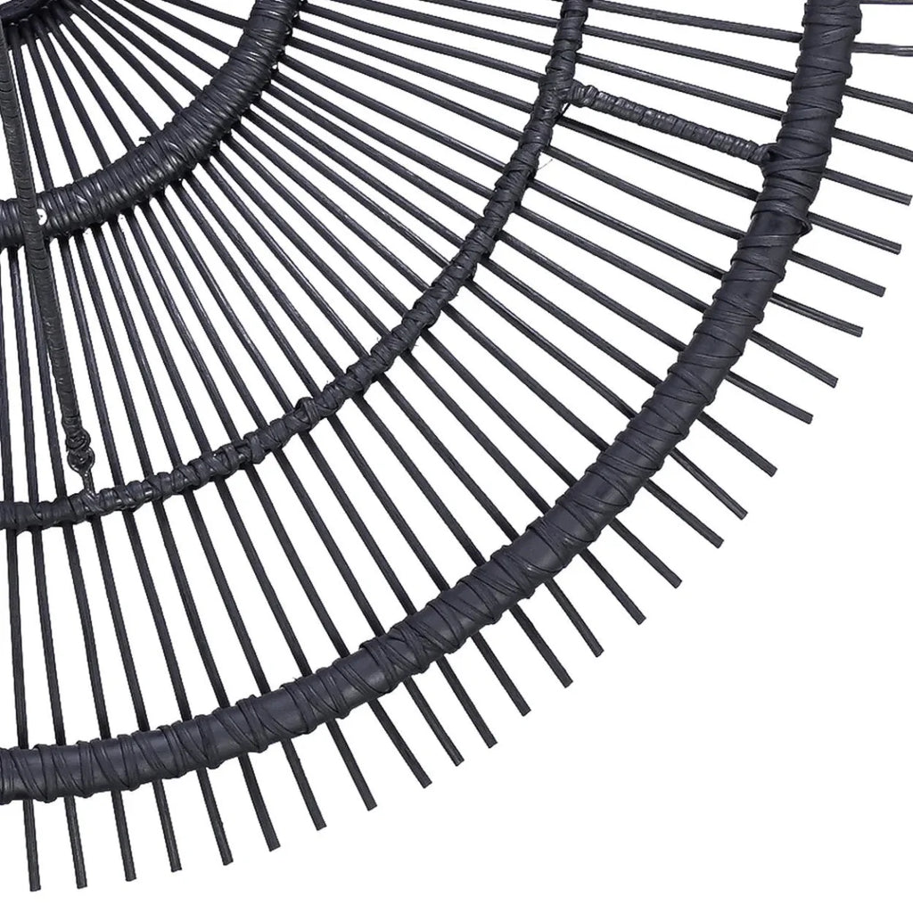 Suspension rotin noir XL 110 cm plafonnier rond design