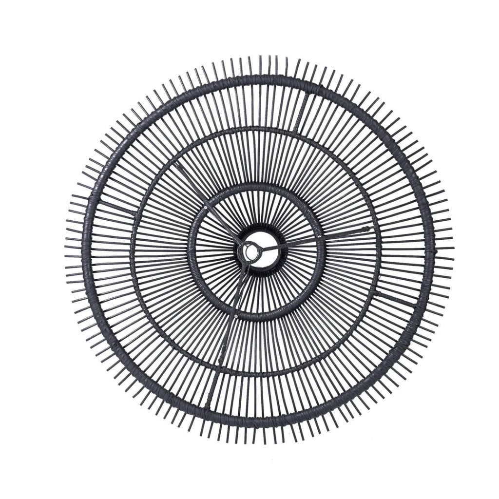 Suspension rotin noir XL 110 cm plafonnier rond design