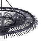 Suspension rotin noir XL 110 cm plafonnier rond design avec luminaire suspendu en tressé