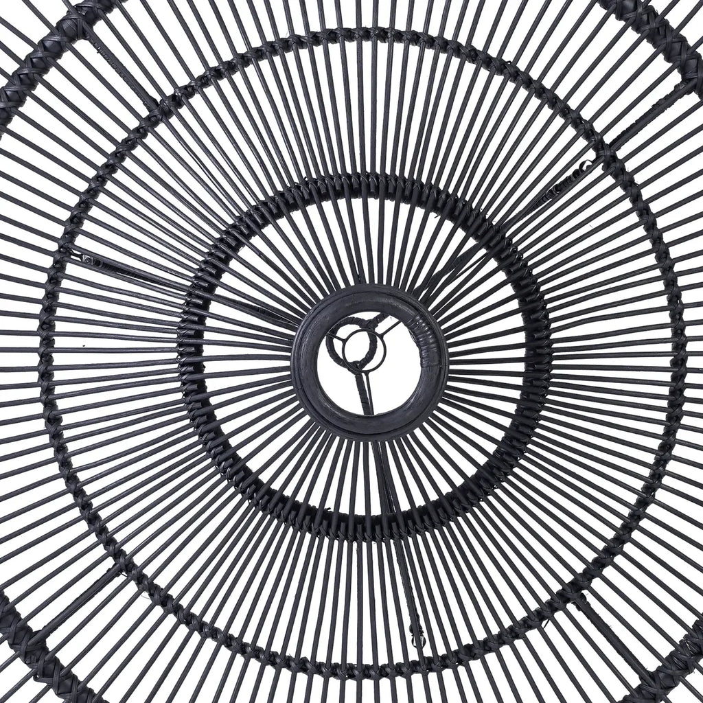 Abat-jour en tissage noir suspendu pour plafond rond design XL 110 cm