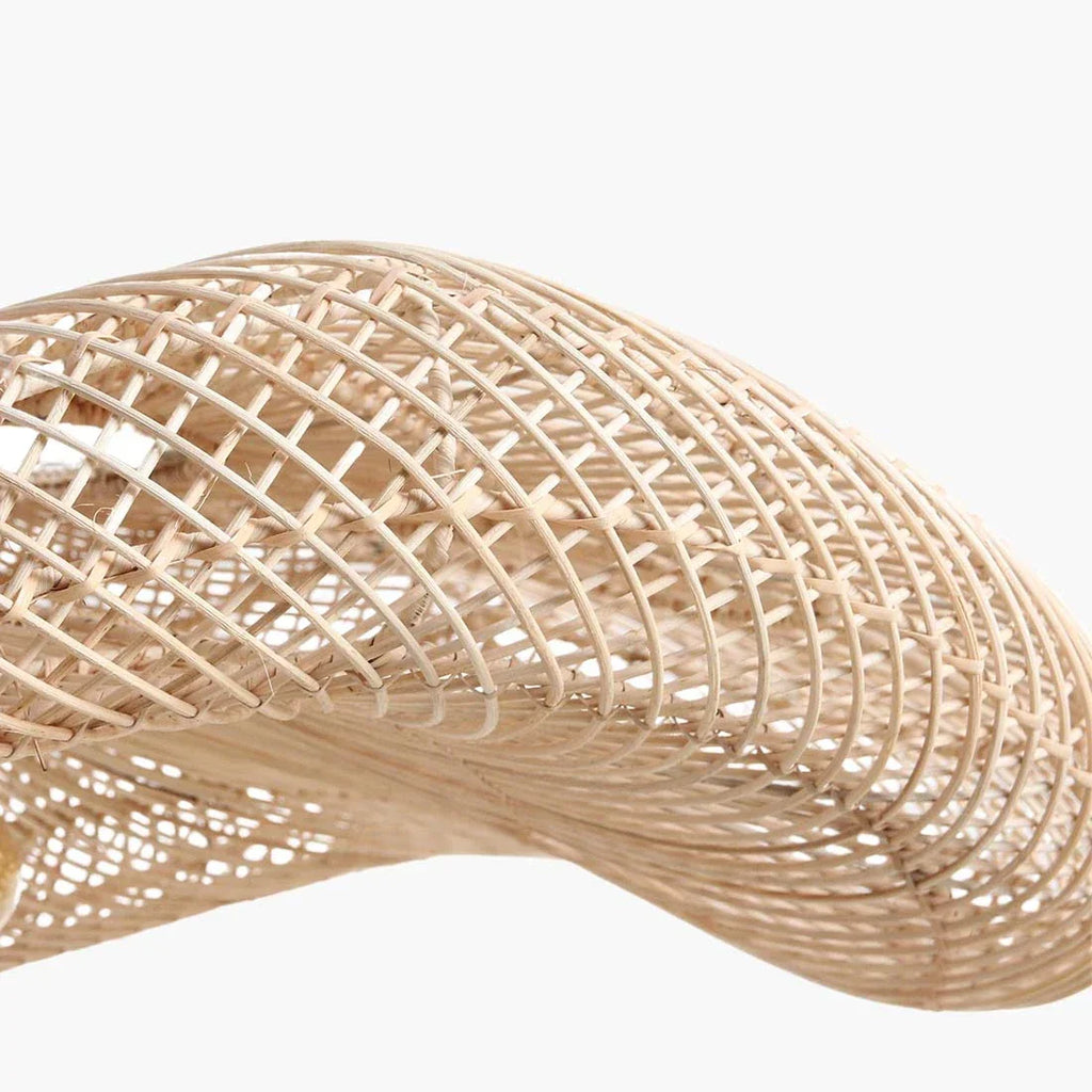 Chapeau en rotin naturel ondulé beige, forme XL Ø90 cm