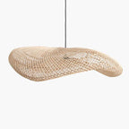 Suspension en rotin ondulé naturel forme XL Ø90 cm beige tressé