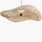 Suspension en rotin ondulé naturel XL Ø90 cm beige tissé
