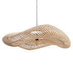 Suspension en rotin ondulé naturel forme XL Ø90 cm avec ampoule exposée