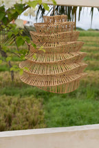 Suspension en rotin ondulé naturel motif spiralé Ø55 cm, luminaire suspendu décoratif