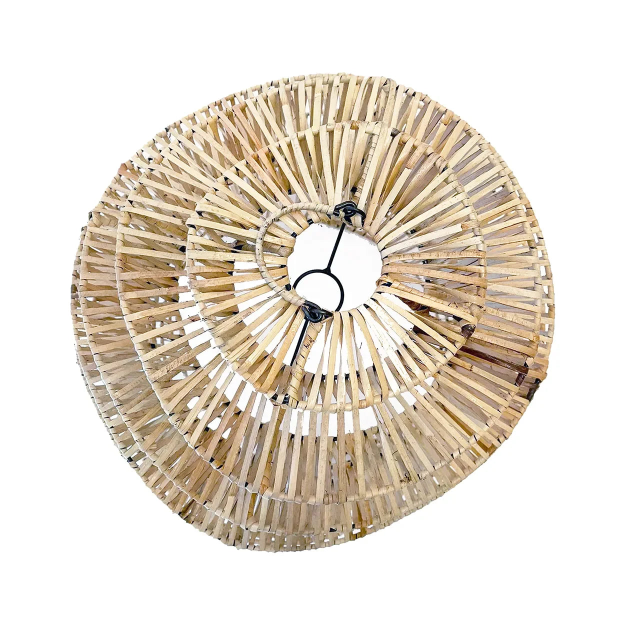 Suspension en rotin ondulé naturel avec support métal, diamètre 55 cm