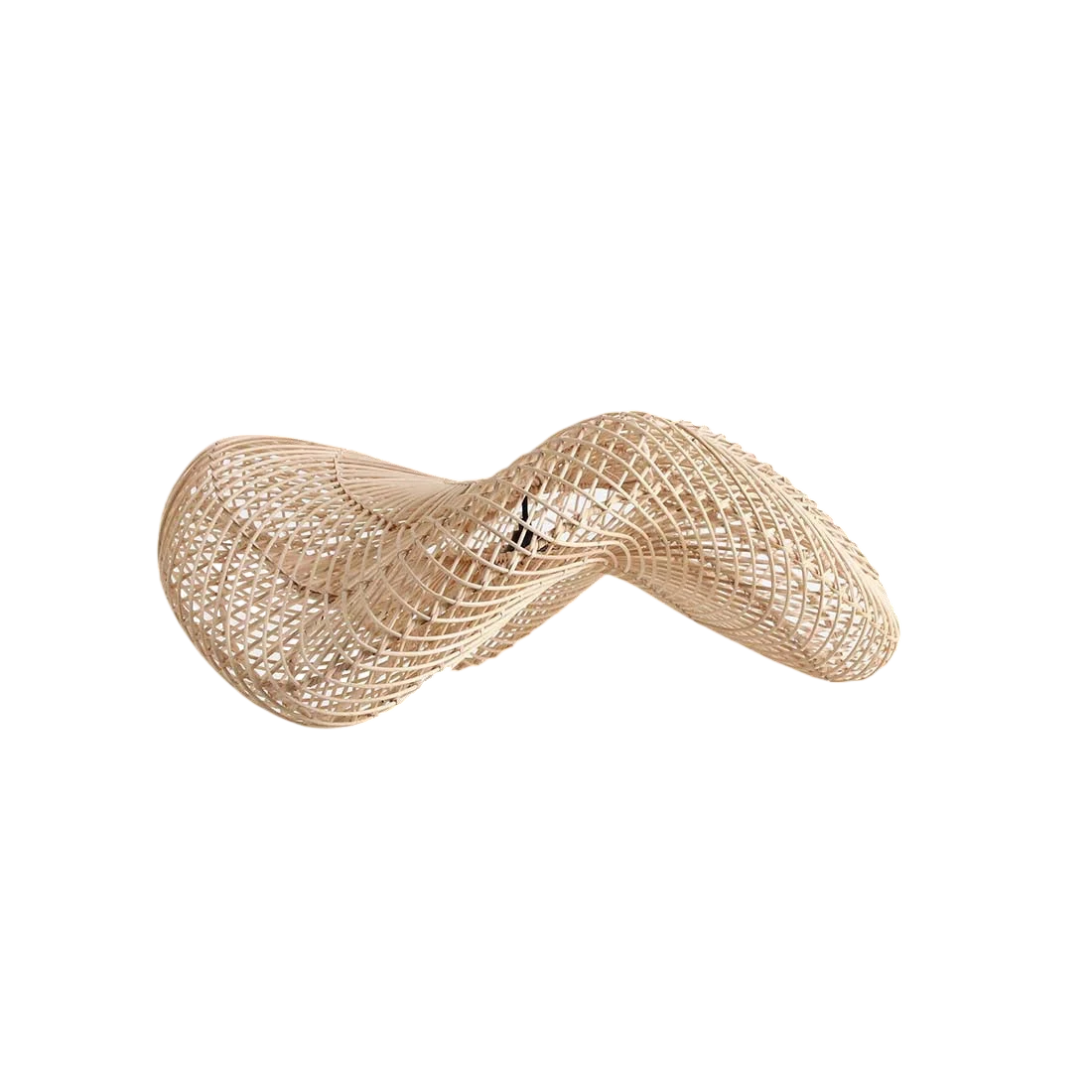 Suspension en rotin ondulé tressé naturel beige Ø71 cm pour salon