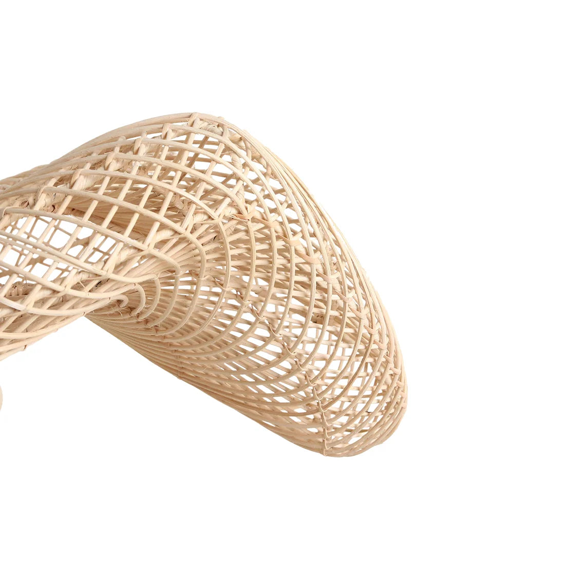 Bracelet en rotin tressé beige ondulé, design ajouré courbé