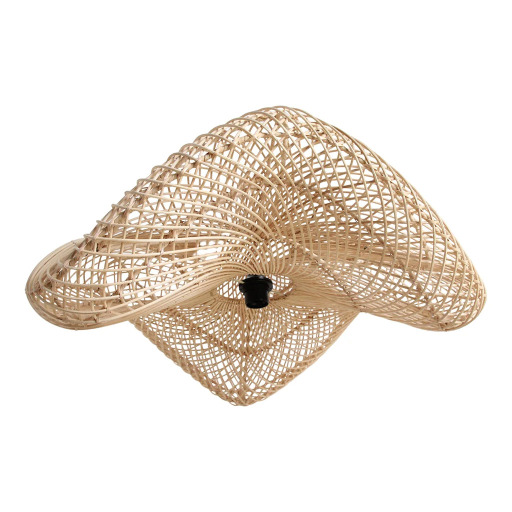 Lampe plafond en rotin ondulé naturel tressé, Ø71 cm pour salon