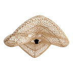 Lampe plafond en rotin ondulé naturel tressé, Ø71 cm pour salon